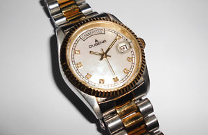 【送料無料】alte herren dugena rlx stil medium bicolor quarz 80er vintage uhr traum zb