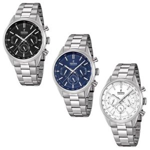 【貨物輸送無料】orologio chrono uomo festina cassa e cinturino acciaio con tachimetro e datario