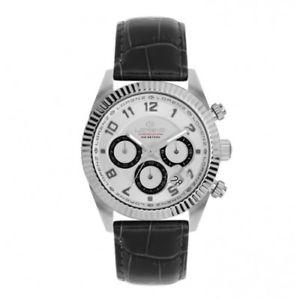 【送料無料】orologio lorenz ginevra chrono uomo pelle nera bianco 30093aa