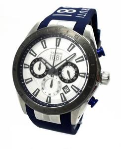 【送料無料】cerruti 1881herren uhr chronograph edelstahl blau silber cra095e255g neu