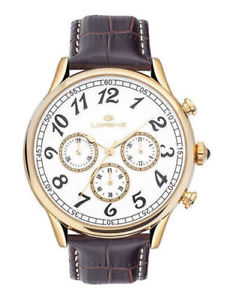 【送料無料】elegante orologio uomo lorenz placcato oro cronografo pelle lista 269 30023bb