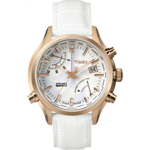 【貨物輸送無料】orologio donna timex,intelligent iq world time,bianco,oro rosa,retroilluminato