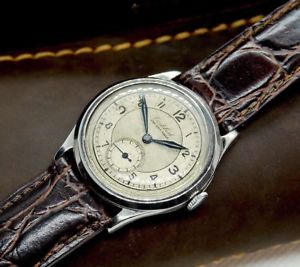 【貨物輸送無料】montre cortebert incassable acier fin 1930s type aviateur, aiguilles bleues