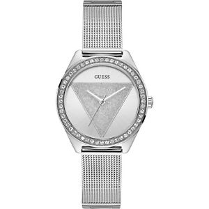 【貨物輸送無料】orologio guess tri glitz w1142l1 watch maglia milanese donna zirconi 37粍 silver