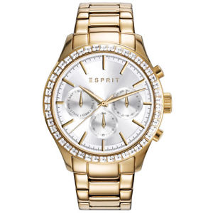 【送料無料】esprit damen quarz chronograph es109042002 wasserdicht 5 atm edelstahl strass|hokushin