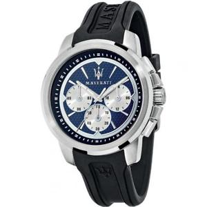 【送料無料】orologio uomo maserati sfida r8851123002 multifunzione silicone nero blu 50mt