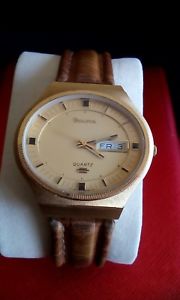 【送料無料】neues angebotvintage gents bulova n8 dayamp;date gold plated watch fully serviced battery