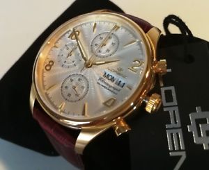 【送料無料】orologio uomo lorenz,chrono,cronografo,day date,oro,cinturino pelle testadimoro