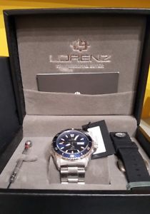 【送料無料】orologio lorenz shark professional sub diver automatico blu doppio cinturino 300