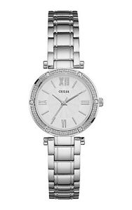【送料無料】guess w0767l1 park ave damenuhr edelstahl mit weien steinen neu