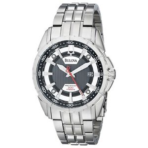【送料無料】bulova mens 96b172 campton precisionist 200m silver tone bracelet date watch
