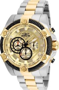 【送料無料】25518 invicta 52mm mens bolt goldtone and silver stainless steel watch