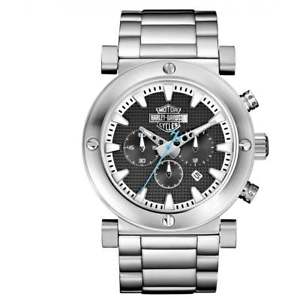 【送料無料】harley davidson 76b166 gents grey bar shield chronograph watch｜hokushin