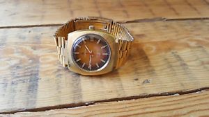 【送料無料】gents retro gold plated certina certronic wrist watch｜hokushin