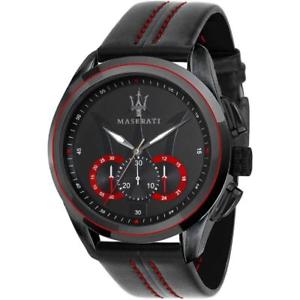 【送料無料】orologio uomo maserati traguardo r8871612023 chrono pelle nero rosso sub 100mt|hokushin