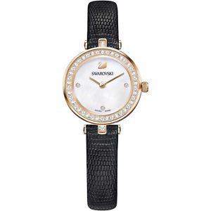 【送料無料】orologio swarovski aila dressy mini pelle nera 5376642 donna watch oro rosa