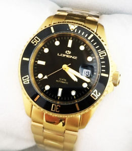 【送料無料】orologio uomo lorenz automatico meccanico miyota in acciaio placcato oro 18kt