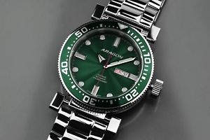 【送料無料】aragon a033grn m diver automatic 50mm|hokushin