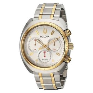 【送料無料】bulova 98a157 curv two tone stainless steel mens chronograph quartz watch