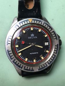 【貨物輸送無料】montre vintage seliva automatic skin diver 20気圧 acier 鉄 42粍 couronne incluse