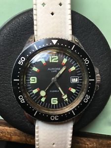 【貨物輸送無料】vintage french skin diver watch aurore luxe 鉄140 20気圧 big lollipop 39粍 rare