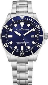 【貨物輸送無料】alexander professional diver swiss quartz dive men bezel stainless steel