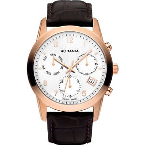 【貨物輸送無料】rodania celso swiss made 2510333 gents brown calfskin 40粍 chronograph watch