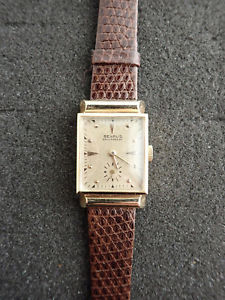 【貨物輸送無料】vintage benrus 14k solid gold case fancy lugs wristwatch runnning