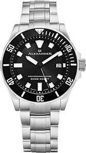 【貨物輸送無料】alexander a501b01 professional diver mens quartz stainless steel watch