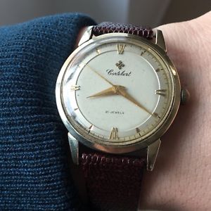 【貨物輸送無料】vintage cortebert grand prix gold cap men’s wrist watch cal 697 rare 男女兼用腕時計-腕時計