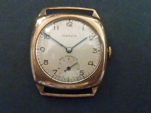 【貨物輸送無料】9コンピュータ断層撮影法 gold cushion shape wristwatch by marvin dennison case 1949
