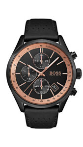 【貨物輸送無料】boss herrenuhr 1513550 analog chronograph,stoppuhr,tachymeter leder schwarz
