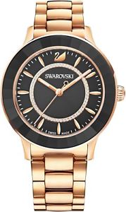 【貨物輸送無料】orologio swarovski octea lux 5414419 donna watch acciaio oro rosa cristallo nero
