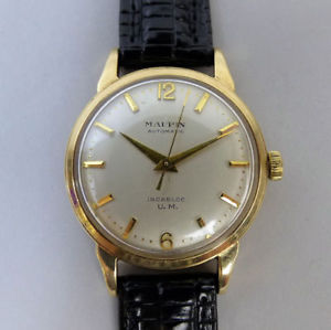 【貨物輸送無料】vintage gents 9k gold mappin 17 jewel automatic wristwatch birm 1957 インチ gwo