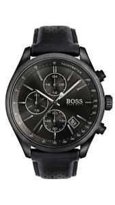 【貨物輸送無料】boss herrenuhr 1513474 analog chronograph,tachymeter leder schwarz