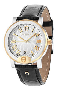 【貨物輸送無料】aigner treviglio herrenuhr a103107 analog  leder dunkelbraun