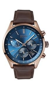 【貨物輸送無料】boss grand prix herrenuhr 1513604 analog multifunktion,tachymeter leder braun
