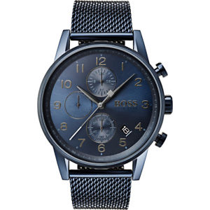 【貨物輸送無料】boss navigator herrenuhr 1513538 analog chronograph edelstahl dunkelblau