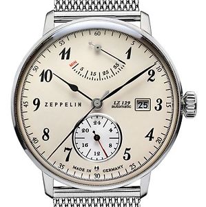【送料無料】zeppelin 7060m4 hindenburg lz129 beige stahl automatik gangres date stahlb neu