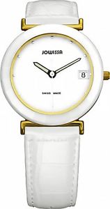 【送料無料】jowissa womens j9003l ceramic classic gold pvd white leather date watch