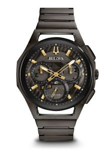 【送料無料】 bulova mens curv 98a206 chronograph 44mm stainless steel watch｜hokushin