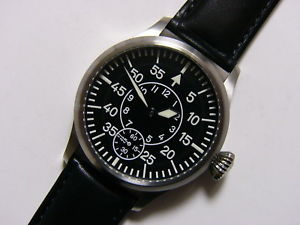 【送料無料】w3 42mm custom made hand brushed pilot watch swiss eta 64981