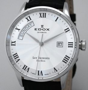 【送料無料】edox swiss made les vauberts day date automatik saphirglas herrenuhr ref 83007｜hokushin