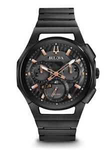 【送料無料】 bulova mens curv 98a207 chronograph 44mm stainless steel watch