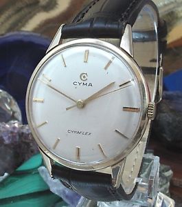 【送料無料】cyma 9k gold cymaflex watch working two year warranty strap 1953 swiss mad