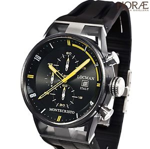 【送料無料】orologi uomo locman montecristo 0510bkbkfyl0gok crono nero pvd gomma giallo｜hokushin
