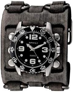 【送料無料】nemesis mens groovy series quartz stainless steel and leather watch,|hokushin