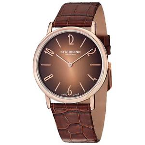 【送料無料】stuhrling cuvette contra mens 38mm brown calfskin krysterna watch 140a03｜hokushin 18,886円