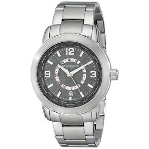 【送料無料】stuhrling renegade 654 mens 42mm silver steel bracelet amp; case date watch 65402｜hokushin