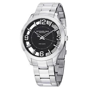 【送料無料】stuhrling winchester 754 mens 42mm silver steel bracelet amp; case watch 75402|hokushin